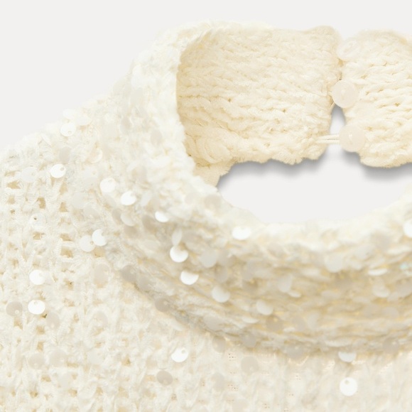 NWT ZARA SEQUINED KNIT SWEATER - Picture 4 of 9